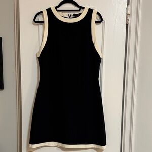 Alice + Olivia Sleeveless Black Dress with Cream Trim